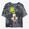 Cartoons * | Cartoons Disney Goofy Big Face Womens Tie-Dye Crop T-Shirt