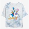 Cartoons * | Cartoons Disney Donald Duck And Daisy Womens Tie-Dye Crop T-Shirt