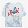 Cartoons * | Cartoons Disney Donald Duck Signature Womens Tie-Dye Crop T-Shirt