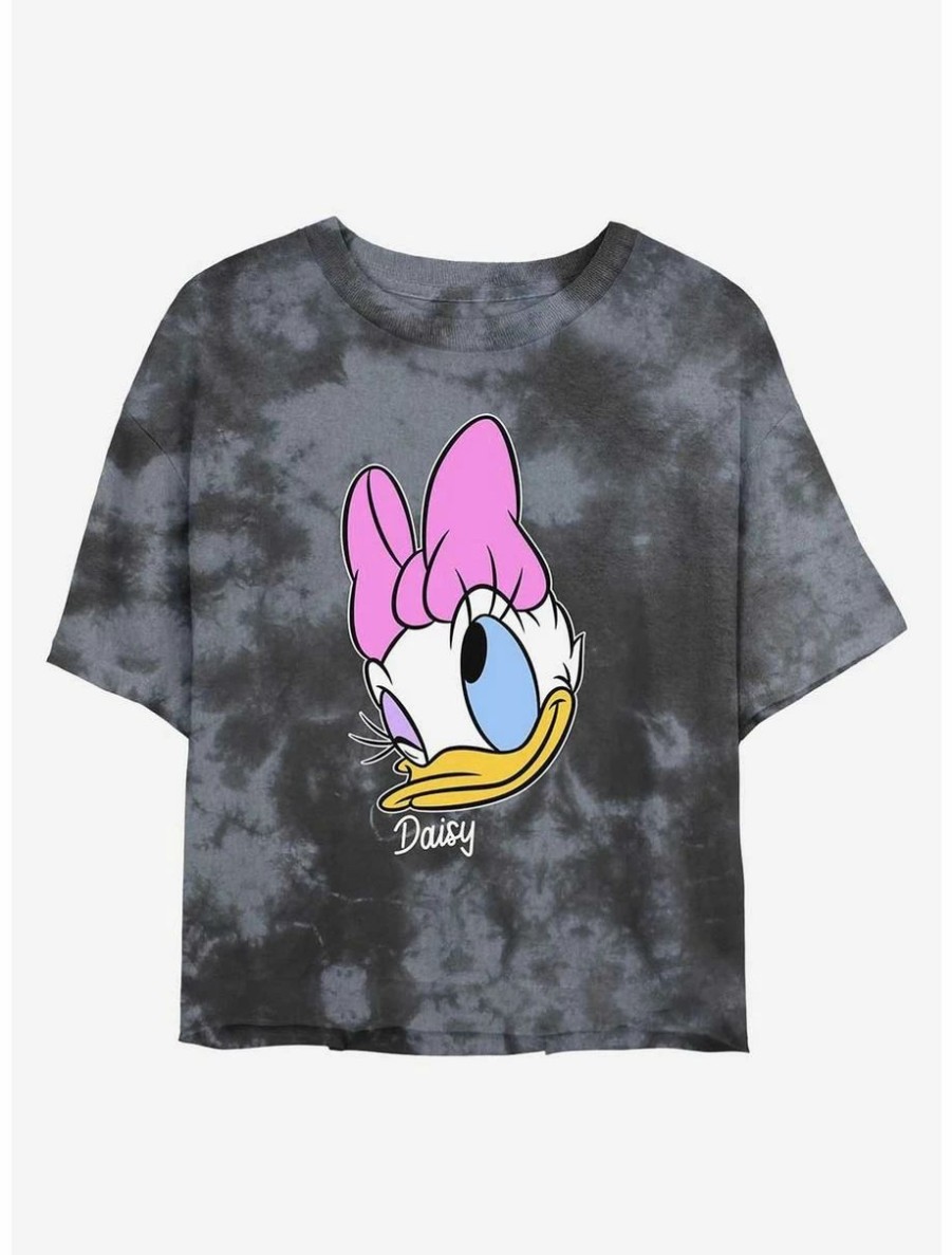 Cartoons * | Cartoons Disney Daisy Duck Big Face Womens Tie-Dye Crop T-Shirt