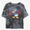 Cartoons * | Cartoons Disney Donald Duck Signature Womens Tie-Dye Crop T-Shirt