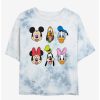 Cartoons * | Cartoons Disney Mickey Mouse And Friends Faces Womens Tie-Dye Crop T-Shirt