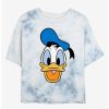 Cartoons * | Cartoons Disney Donald Duck Big Face Womens Tie-Dye Crop T-Shirt