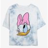 Cartoons * | Cartoons Disney Daisy Duck Big Face Womens Tie-Dye Crop T-Shirt