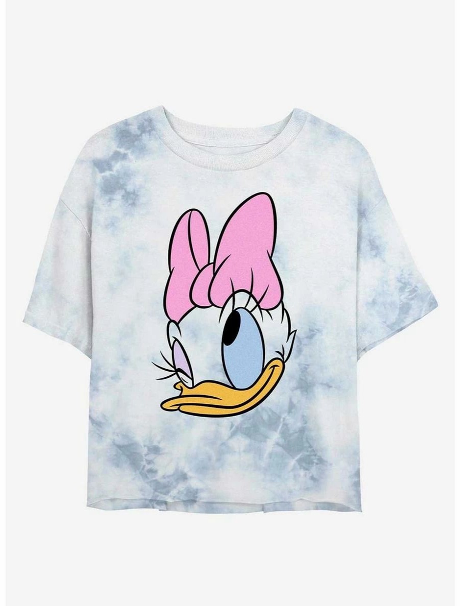 Cartoons * | Cartoons Disney Daisy Duck Big Face Womens Tie-Dye Crop T-Shirt